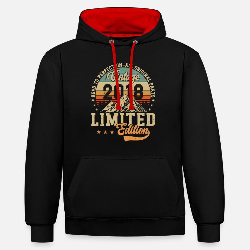 Millésime 2018 Légendes - Sweat à capuche contrasté - noir/rouge