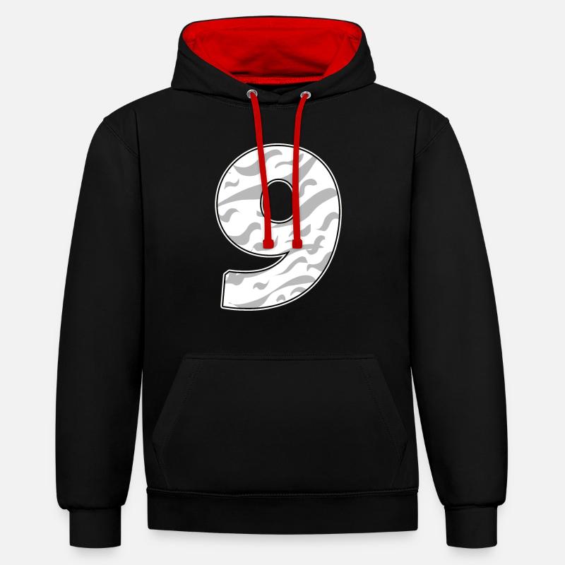 Neuf - 9 - Sweat à capuche contrasté - noir/rouge