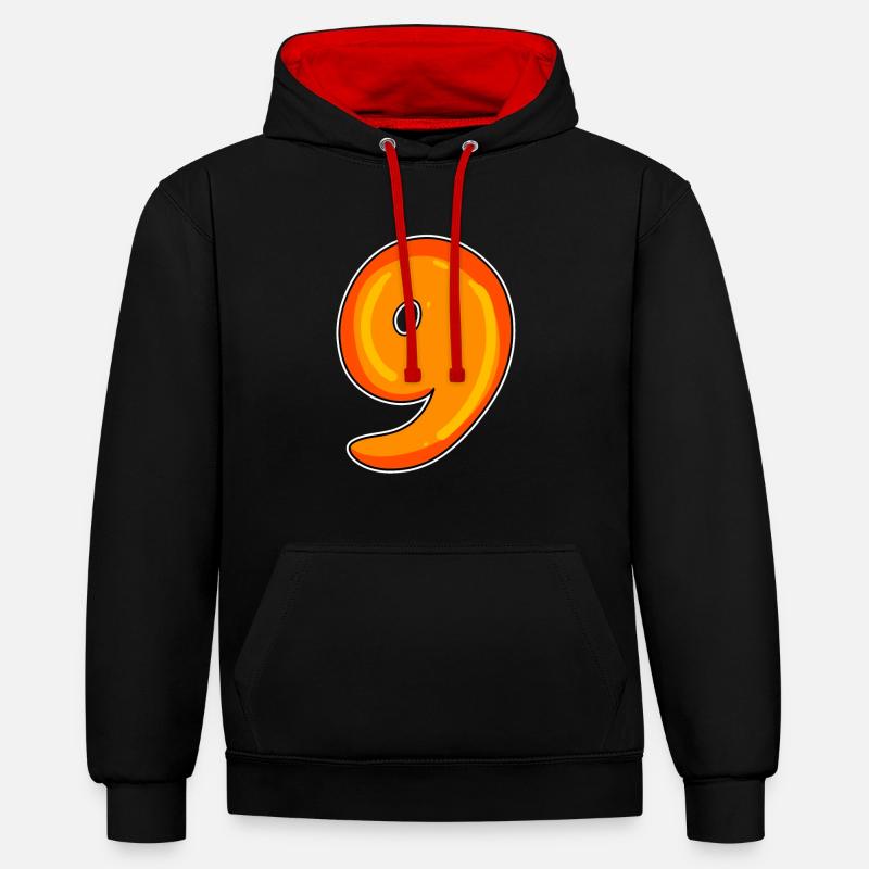 Neuf - 9 Motif - Sweat à capuche contrasté - noir/rouge