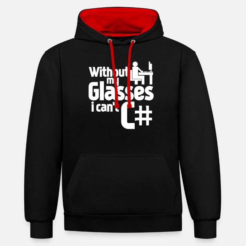 Admin Programmeur Informatique - Sweat à capuche contrasté - noir/rouge