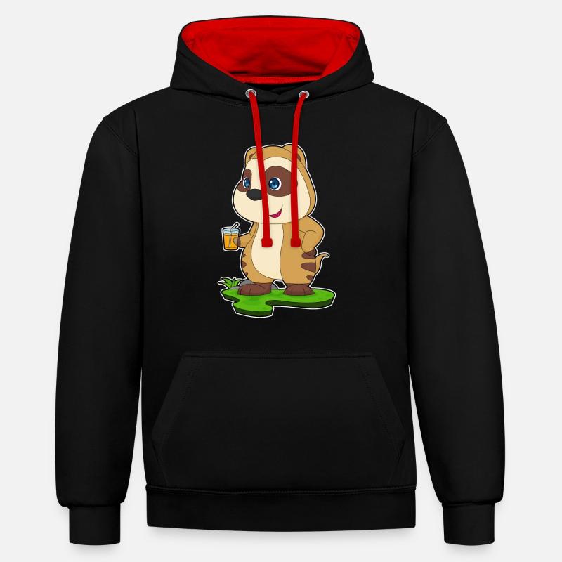 Jus de suricate - Sweat à capuche contrasté - noir/rouge