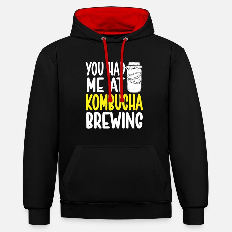 Kombucha Brewer Tea Love Kombucha Brewing - Sweat à capuche contrasté - noir/rouge
