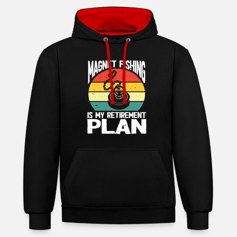 Pêche à l’aimant - Sweat à capuche contrasté - noir/rouge