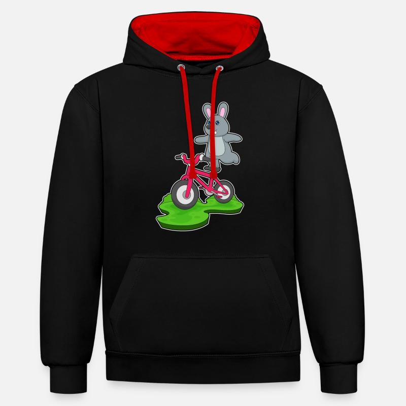 Vélo de lapin - Sweat à capuche contrasté - noir/rouge