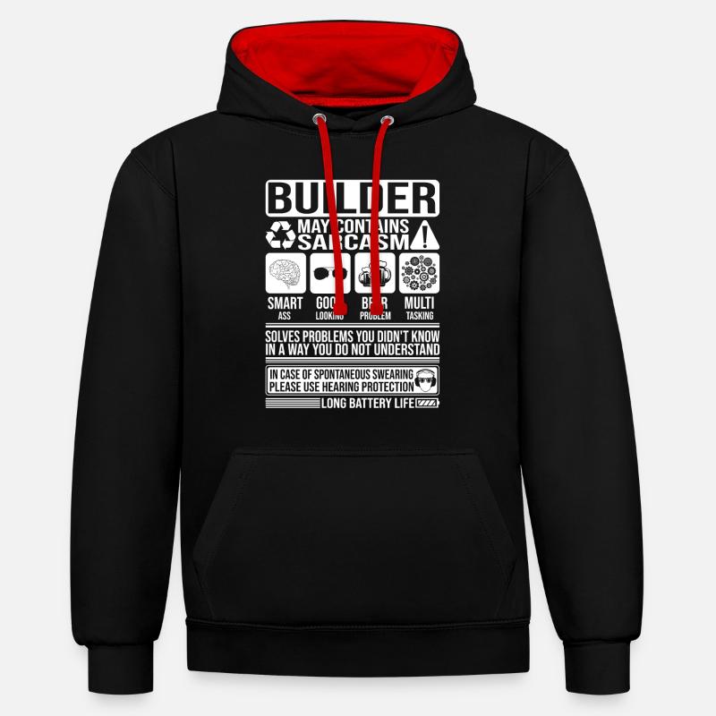 Builder Sarkasmus lustiger Geschenke-Builder - Kontrast-Hoodie - Schwarz/Rot