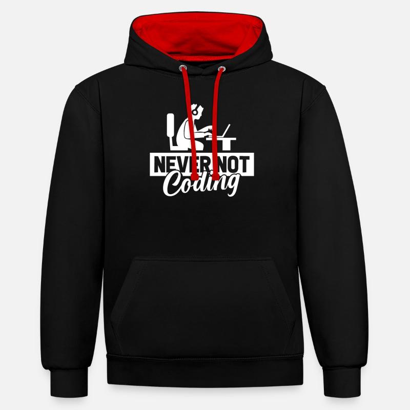 Développeur Codeur Programmeur - Sweat à capuche contrasté - noir/rouge