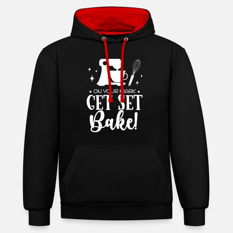 Bäcker Bäckerein Backwaren Backen Geschenk - Kontrast-Hoodie - Schwarz/Rot