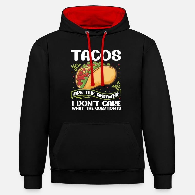 Taco drôle - Sweat à capuche contrasté - noir/rouge