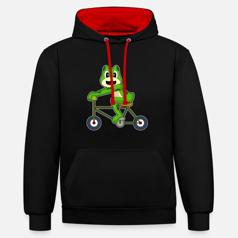 Vélo grenouille - Sweat à capuche contrasté - noir/rouge