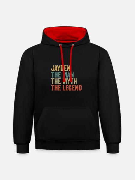 Jayden the man the myth - Kontrast-Hoodie - Schwarz/Rot