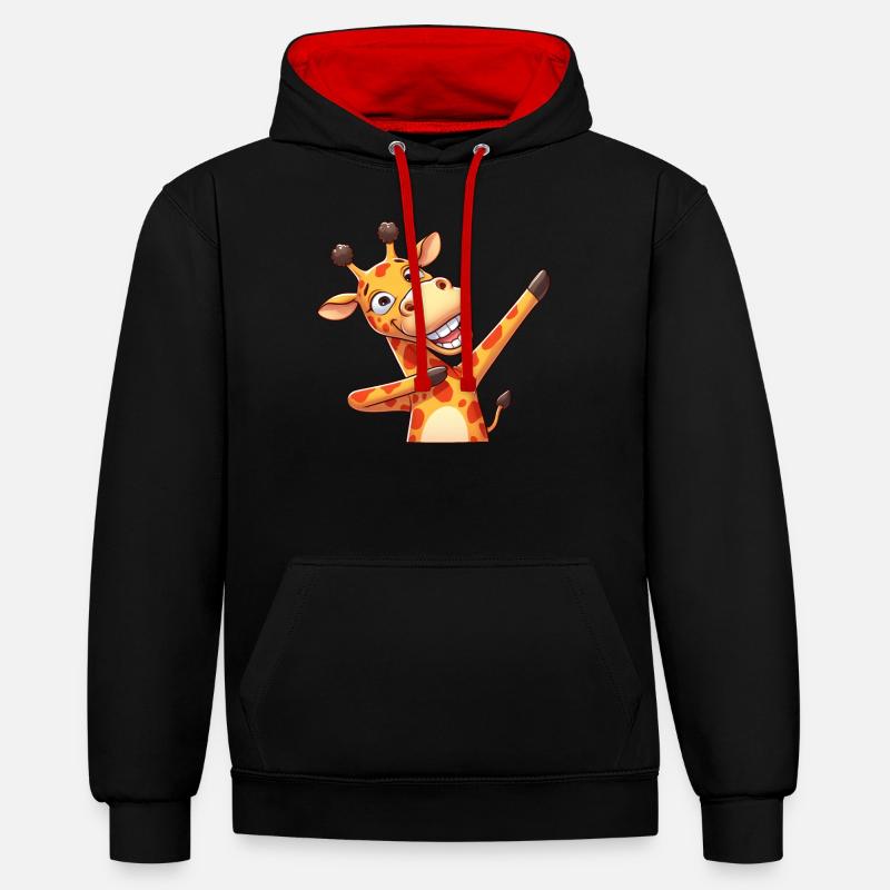 Cool Girafe Dabbing Dab Dance - Sweat à capuche contrasté - noir/rouge