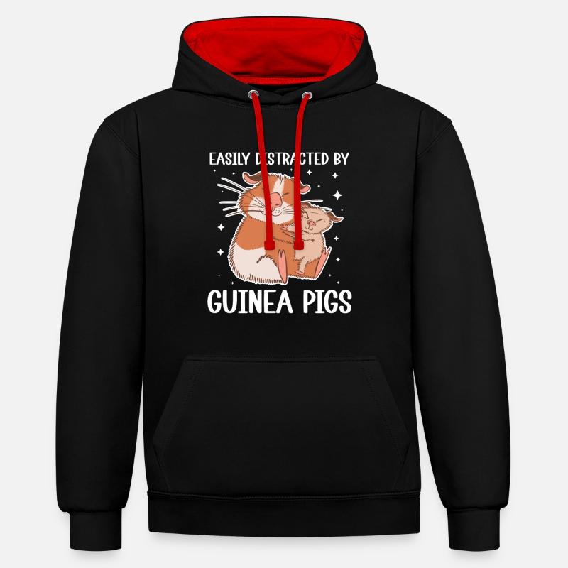 Cochon d’Inde - Sweat à capuche contrasté - noir/rouge