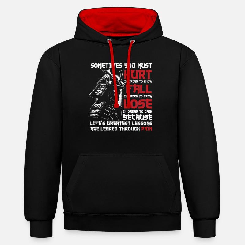 Samouraï - Sweat à capuche contrasté - noir/rouge