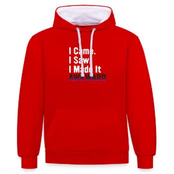 INTJ I Came I Saw I Made It Awkward - Kontrast-Hoodie - Rot/Weiß - Vorne - Liana (172cm) & Jaron (178cm)
