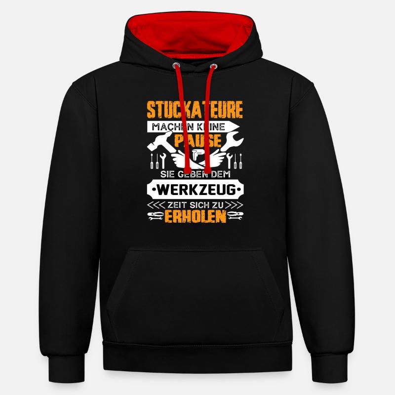 Plasterers don't take a break - Contrast hoodie - black/red