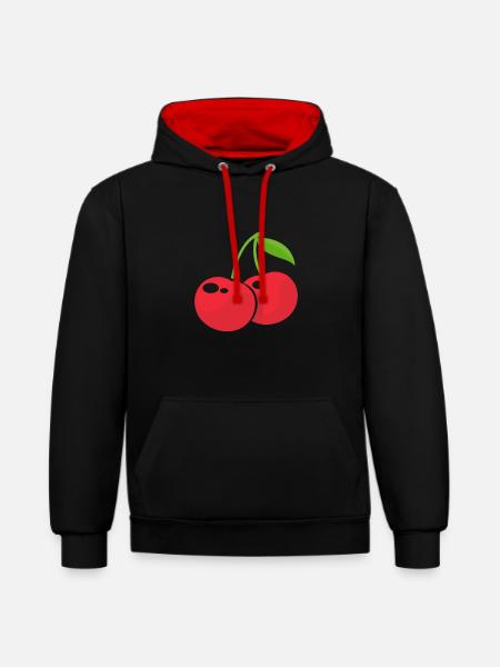 Kirsche Kirschbaum Kirschblüte Frucht Geschenk - Kontrast-Hoodie - Schwarz/Rot