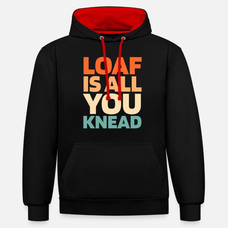 Pain au levain - Sweat à capuche contrasté - noir/rouge