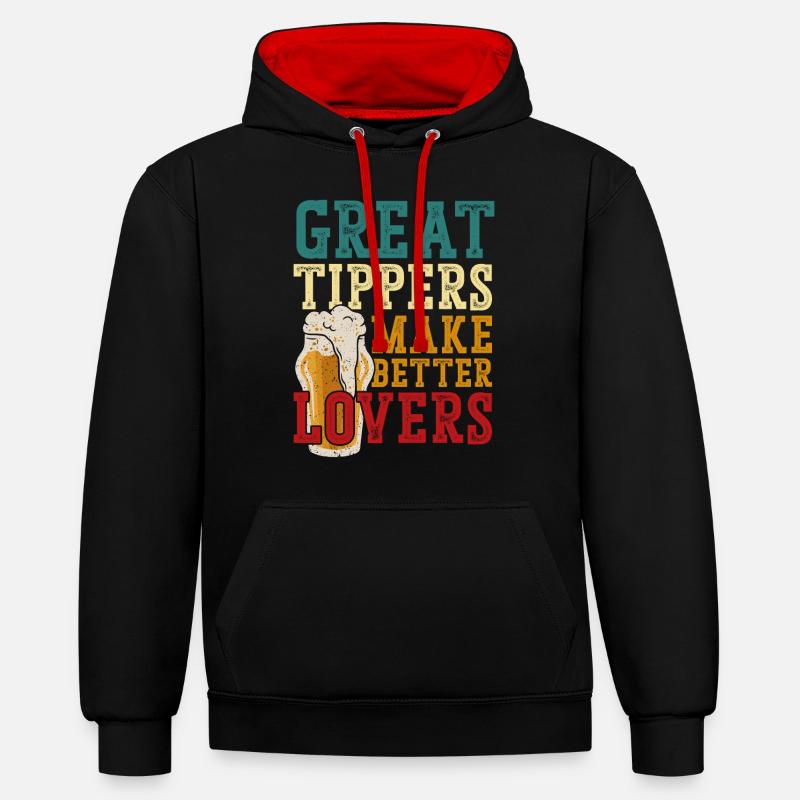 Barman Mixologue Grands pourboires - Sweat à capuche contrasté - noir/rouge