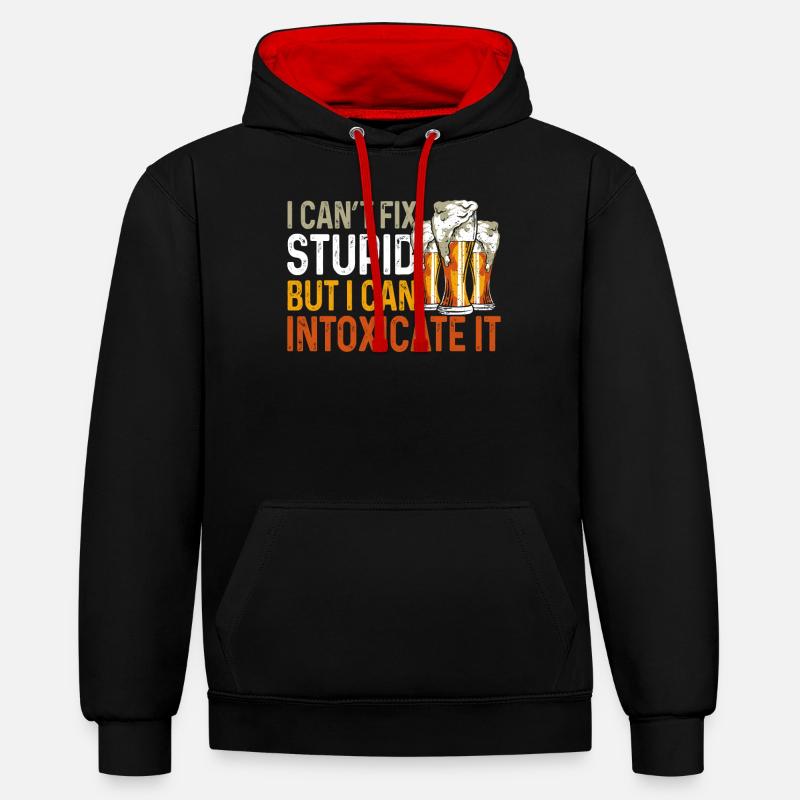 Bartender Mixologist I Can't Fix - Kontrast-Hoodie - Schwarz/Rot