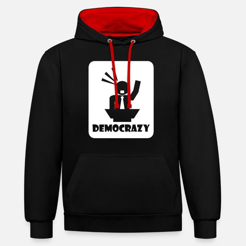 Élections Démocratie Démocrate Démocrate - Sweat à capuche contrasté - noir/rouge