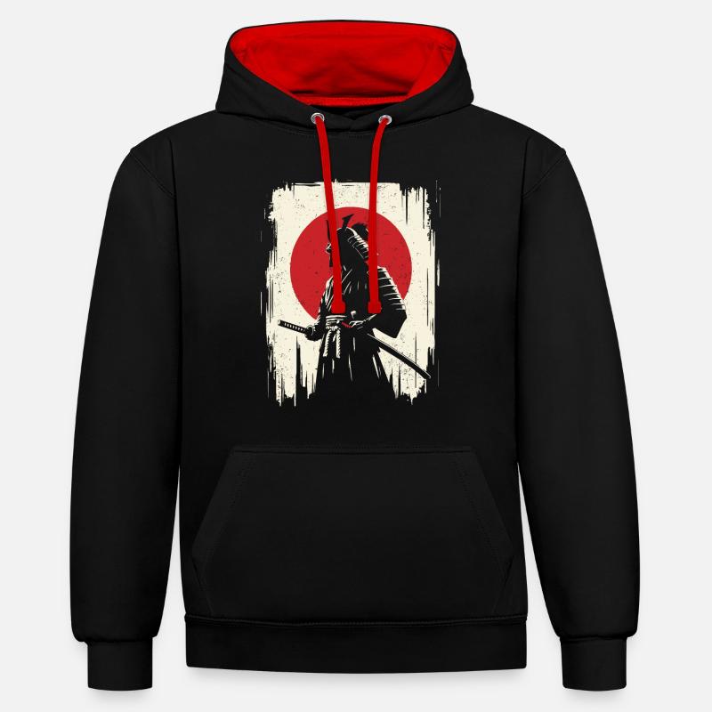 Samouraï - Sweat à capuche contrasté - noir/rouge
