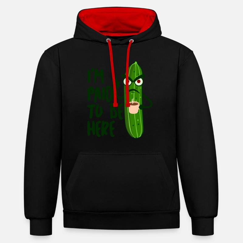 Concombre Grumpy Café du Majeur - Sweat à capuche contrasté - noir/rouge