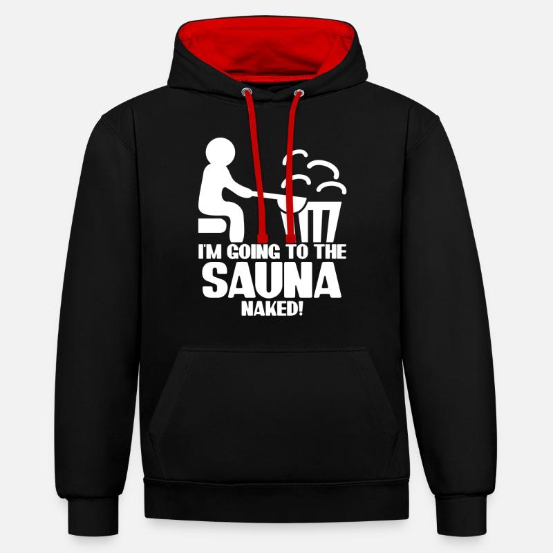 Spa Thermes Bien-être Sauna - Sweat à capuche contrasté - noir/rouge