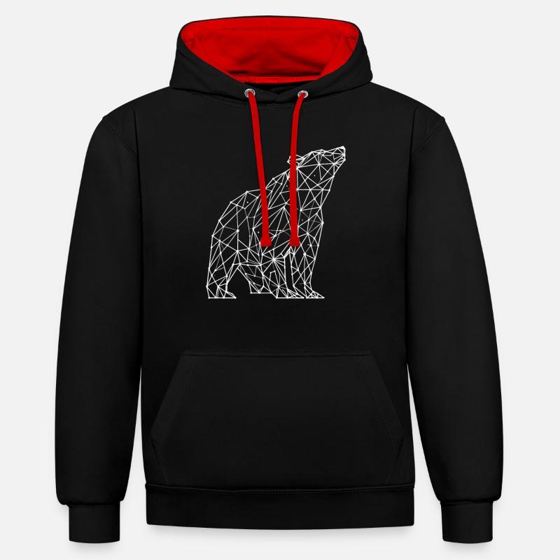 Polygone d’ours - Sweat à capuche contrasté - noir/rouge