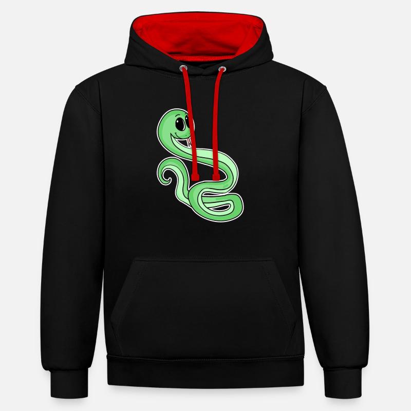 Motif Vert Serpent - Sweat à capuche contrasté - noir/rouge