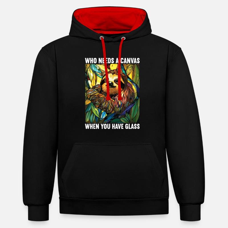 Vitrail artiste Vitrail Art - Sweat à capuche contrasté - noir/rouge