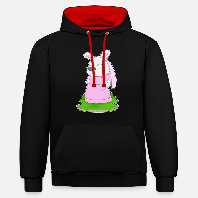 Lapin Voile de mariée Mariage - Sweat à capuche contrasté - noir/rouge