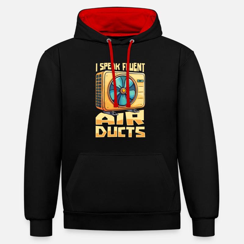 Technicien CVC - Sweat à capuche contrasté - noir/rouge