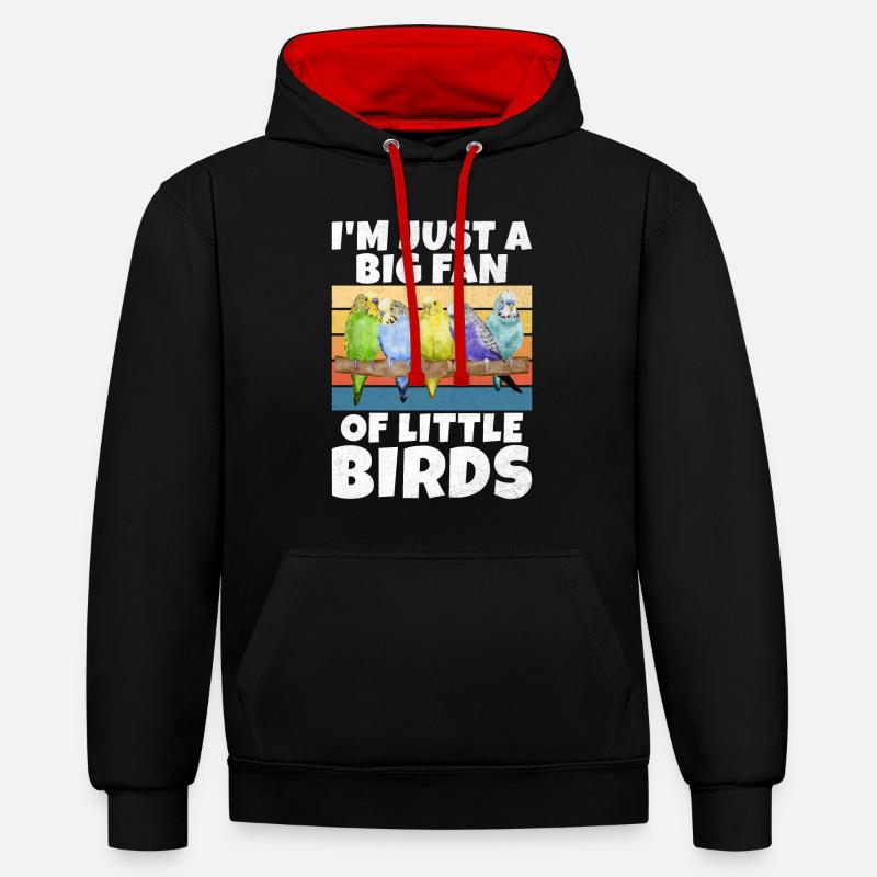 Cadeau de perruche - Sweat à capuche contrasté - noir/rouge