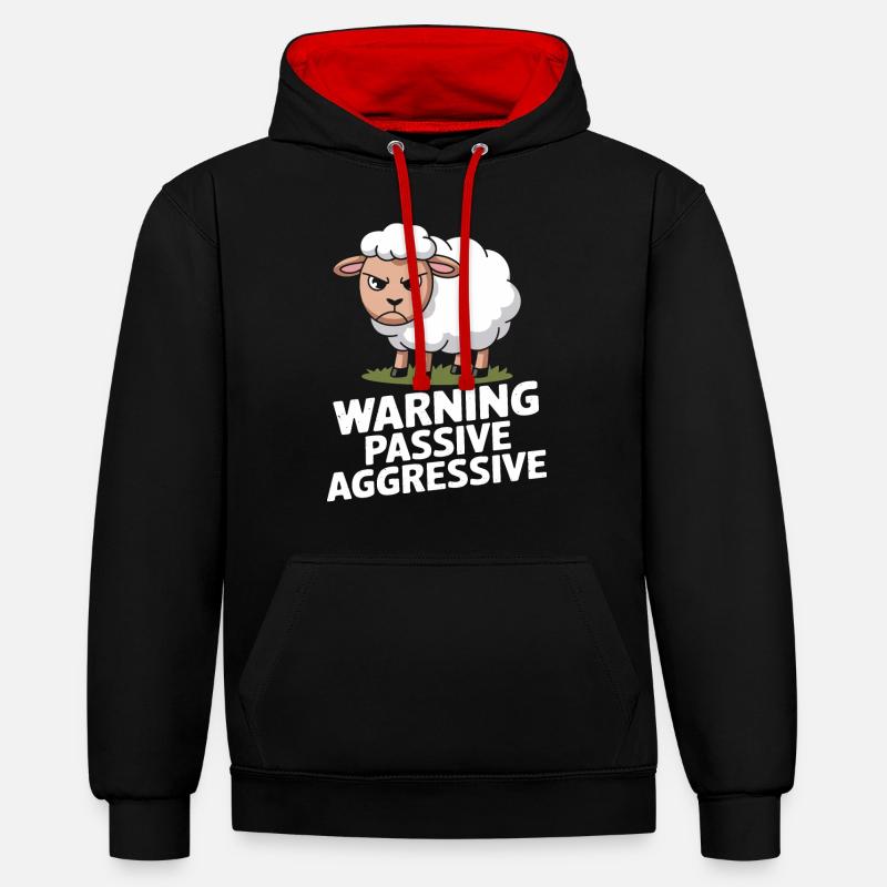 Beware Passive Aggressive Sheep - Contrast hoodie - black/red