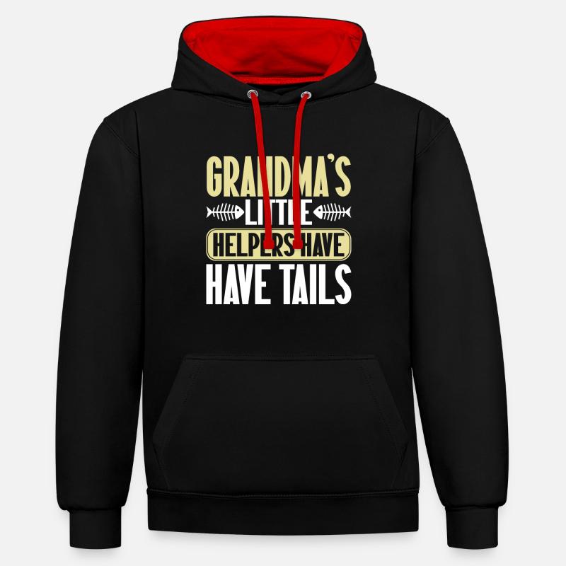 Cadeaux de grand-mère chat - Sweat à capuche contrasté - noir/rouge