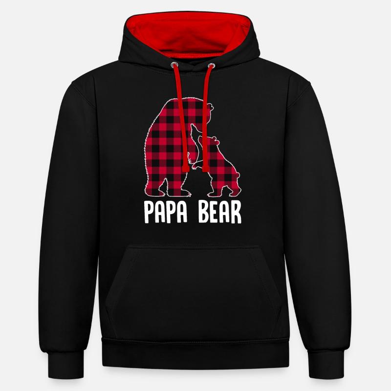 Papa Ours - Sweat à capuche contrasté - noir/rouge