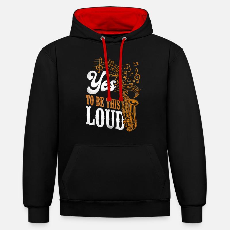 Saxophones , ça doit être ça - Sweat à capuche contrasté - noir/rouge