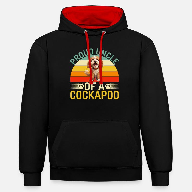 Cadeaux Cockapoo - Sweat à capuche contrasté - noir/rouge