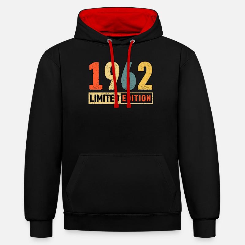 Edition limitée 1962 - Sweat à capuche contrasté - noir/rouge