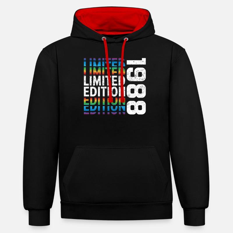 Edition limitée 1988 - Sweat à capuche contrasté - noir/rouge