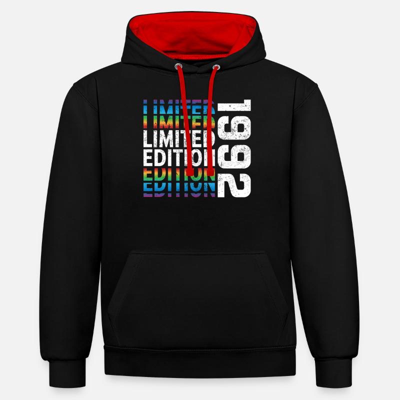 Edition limitée 1992 - Sweat à capuche contrasté - noir/rouge