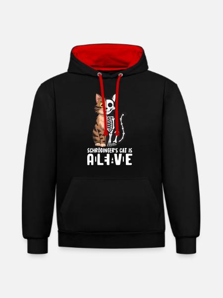 Schrödinger's Cat Dead and Alive - Contrast hoodie - black/red