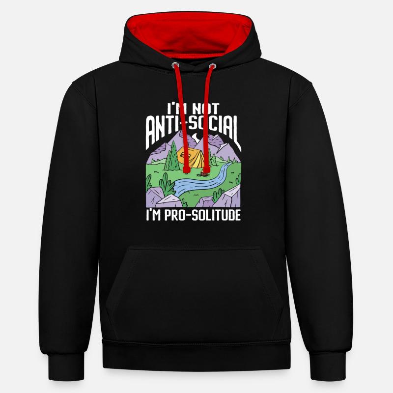 Camping Feu de camp Camper - Sweat à capuche contrasté - noir/rouge