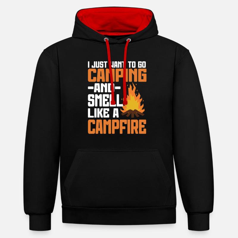 Camping Feu de camp Camper - Sweat à capuche contrasté - noir/rouge