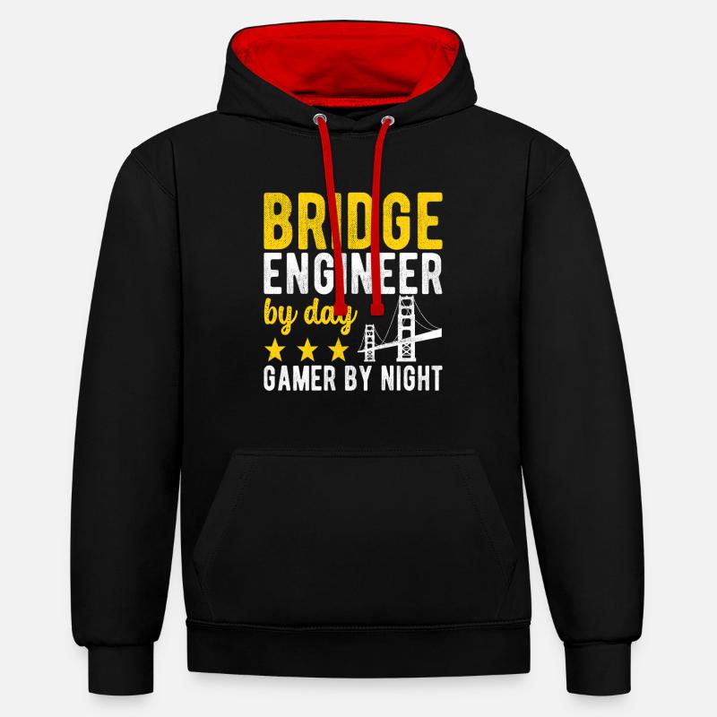 Bridge Engineer Bridge Construction - Contrast hoodie - black/red