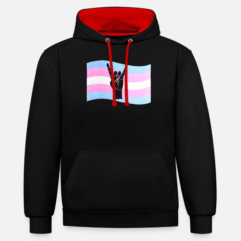 Fierté LGBT transgenre - Sweat à capuche contrasté - noir/rouge