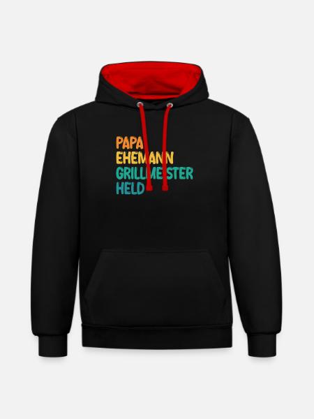 Dad Husband Grill Master Hero - Contrast hoodie - black/red