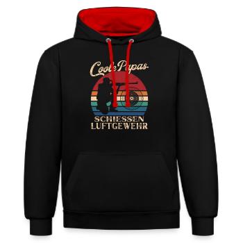 Coole Papas schießen Luftgewehr Vater Geschenk - Kontrast-Hoodie - Schwarz/Rot - Vorne - Anna (173cm) & Nico (186cm)