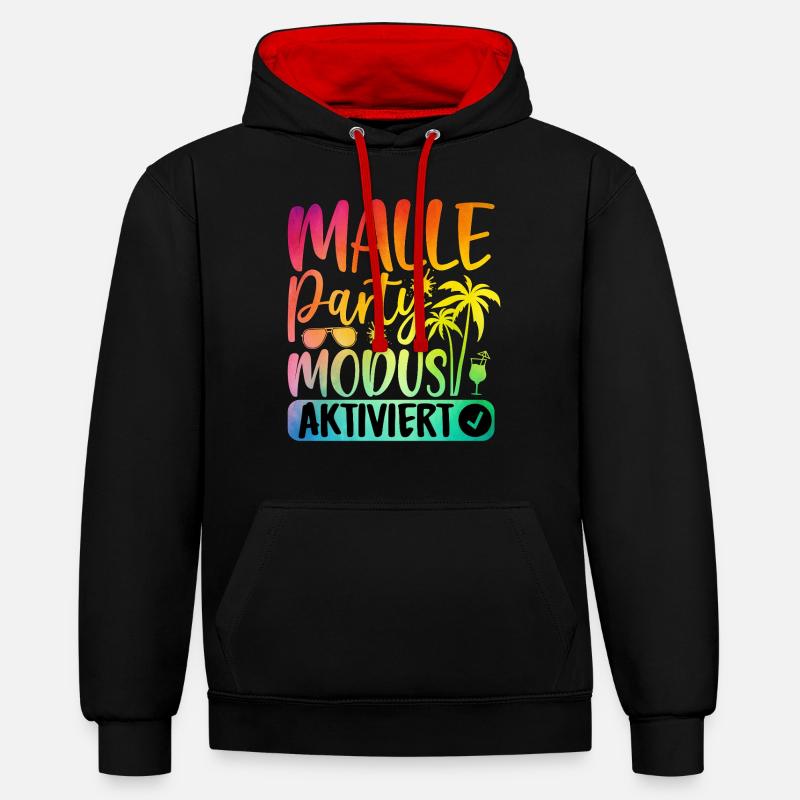 Mode Malle Party activé - Sweat à capuche contrasté - noir/rouge