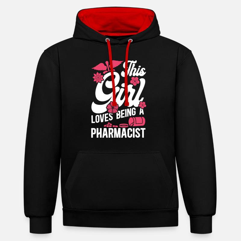 Pharmacy Tech Technician - Contrast hoodie - black/red